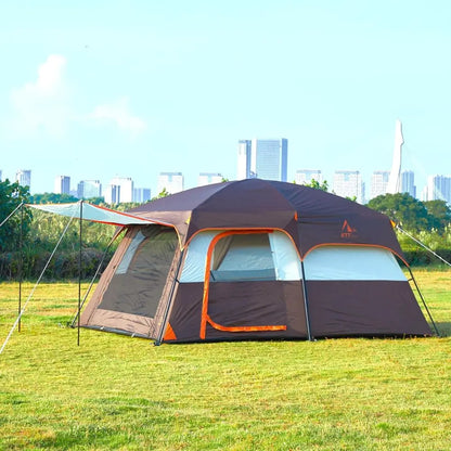Spacious 6-14 Person Family Cabin Tent with 3 Doors &amp; 3 Mesh Windows for Waterproof Outdoor Adventures