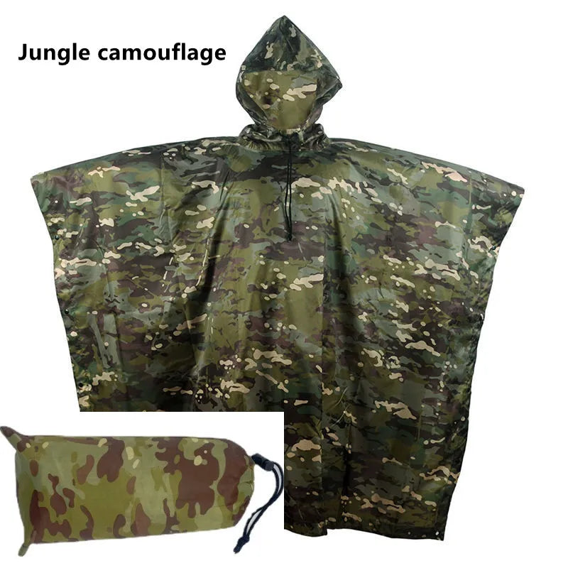 Camouflage Waterproof Poncho – Multifunctional Rain Cover for Camping &amp; Hunting