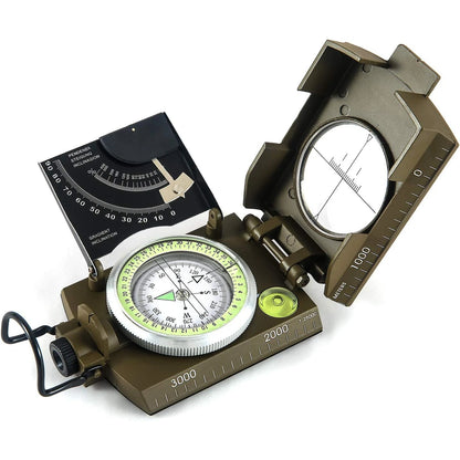 Professional Metal Sighting Compass with Inclinometer – Waterproof, Shockproof, Luminous