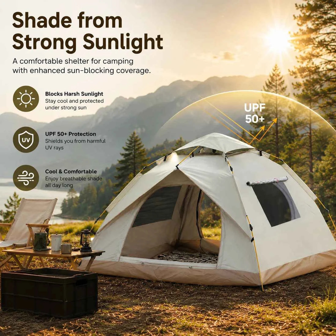 Automatic Pop-Up Outdoor Camping Tent Quick to Set Up, Windproof, Sun-Proof, and Rain-Resistant; Suitable for Family Camping, Backyard Gatherings, Picnics, and Hiking; A Portable Shelter.