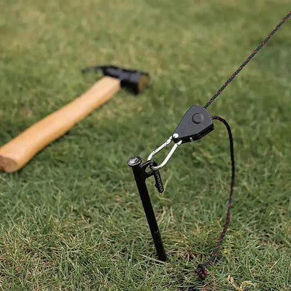 Camping Tent Adjustable Rope Fastener Fixed Buckle Pulley Tensioner Ratchet Hangers Lights Lifting Camping Awning Wind Rope