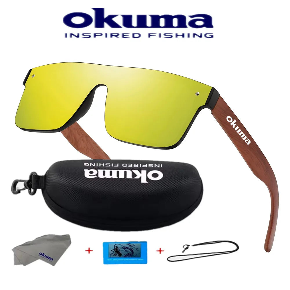 Polarized Fishing Sunglasses UV400 – Wood Grain Arms, Cycling, Driving &amp; Outdoor