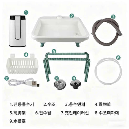 Portable Folding Camping Sink – Outdoor Wash Basin &amp; Water Station | Short &amp; High, Yellow &amp; White