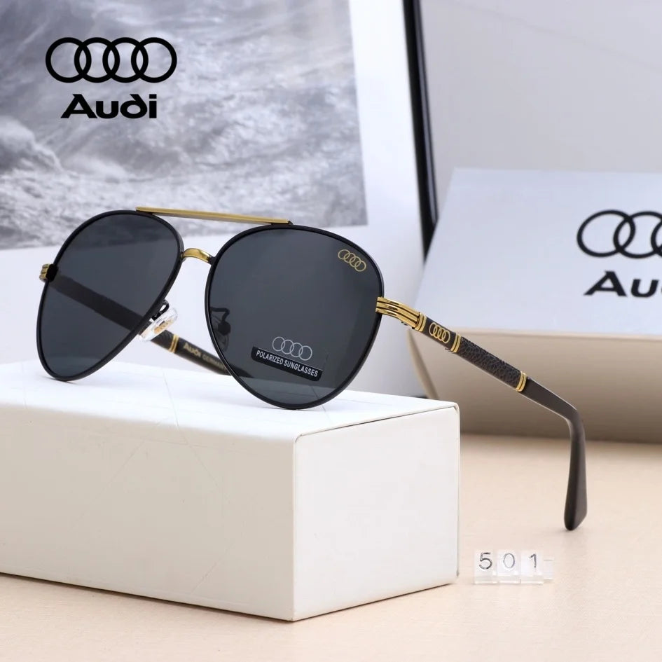 Audi Polarized Sunglasses – Unisex UV400 Anti-Glare Square Alloy Frame Sport &amp; Driving Shades