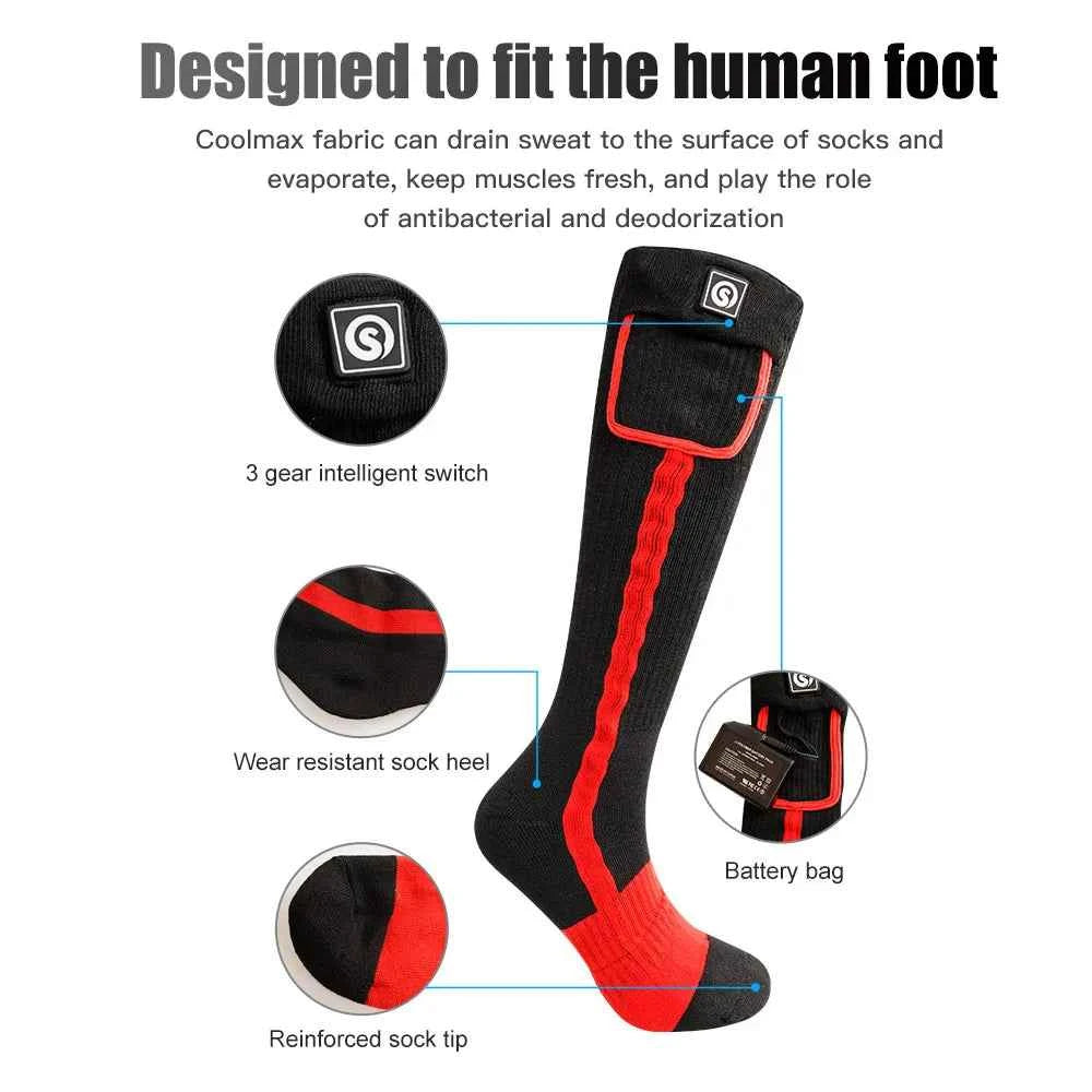 Savior Heat SS04R Heated Socks – Far-Infrared Electric Thermal, 3-Heat Settings, 7.4V Rechargeable, Unisex S–XL