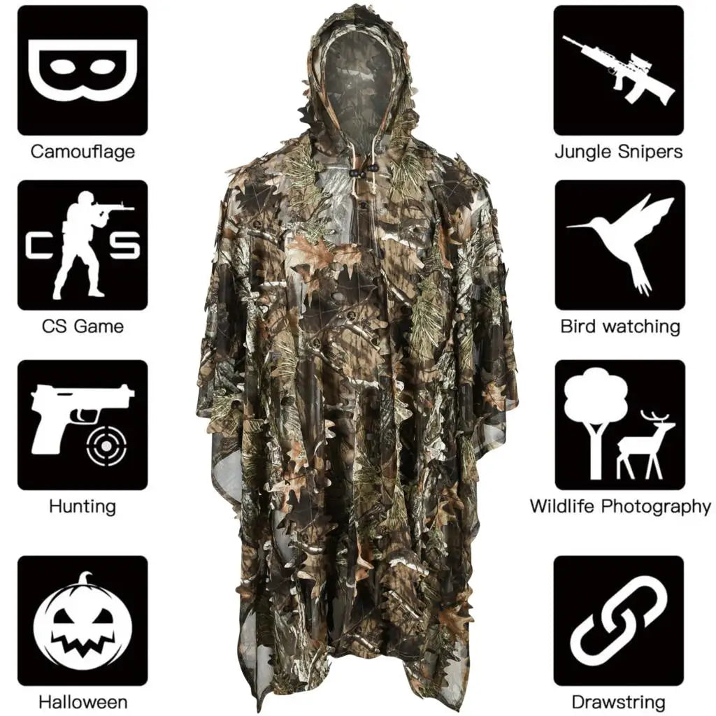 Tactical Hunting Poncho Camouflage Field Jacket – Tree Camo, L &amp; XXL