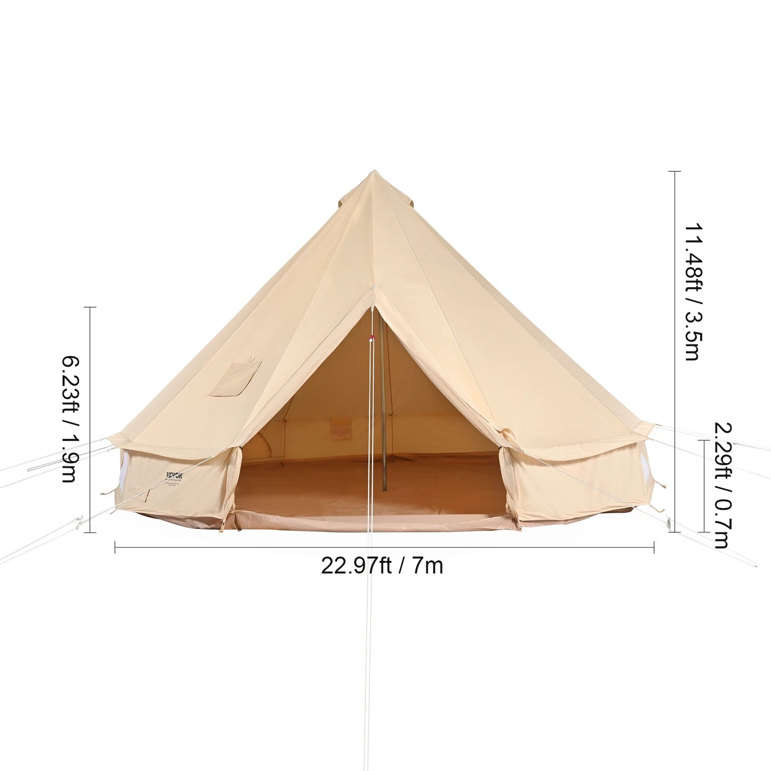 SucceBuy Canvas Bell Tent – 4-Season TC Cotton | Stove Jack | 3m to 7m | Up to 8 People