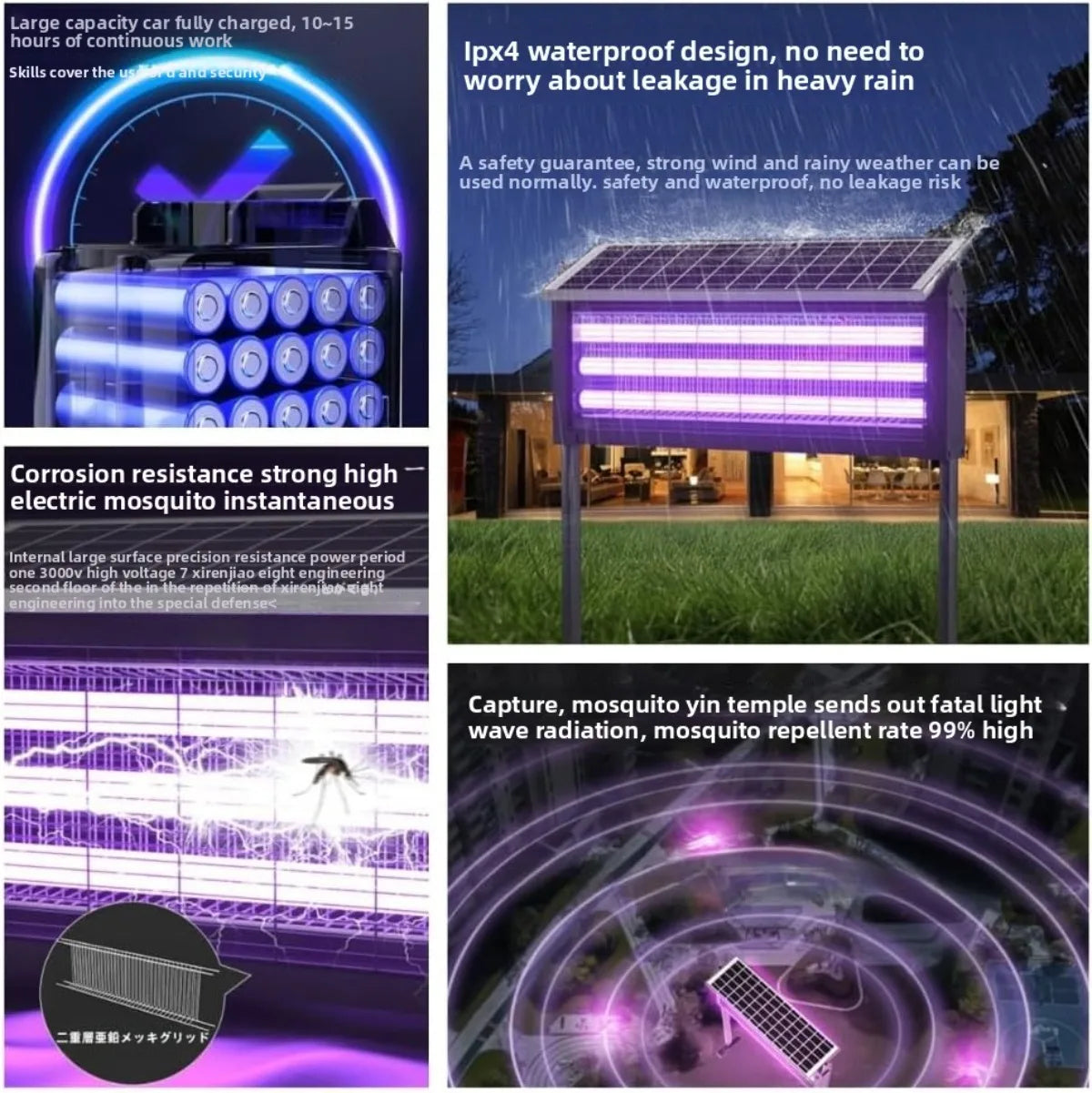 JOYINLED Powerful 15/40W Solar Mosquito Killer Lamp &amp; Outdoor Garden Light, Waterproof Electric Insect Trap with UV Attractant