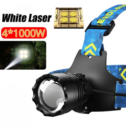 300000000LM Upgrade 4*White laser Headlamp Fishing Headlight 18650 Battery Flashlight USB Rechargeable Head Lights Torch Lantern