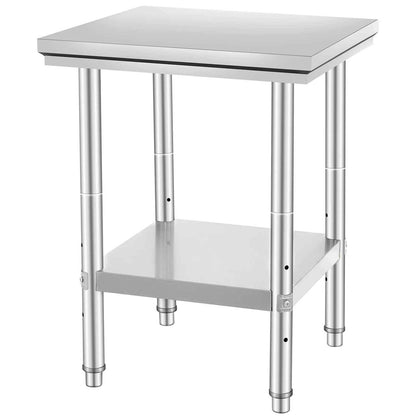 SucceBuy Stainless Steel Table for Prep &amp; Work Metal Commercial Kitchen Heavy Duty Table with Adjustable Shelf