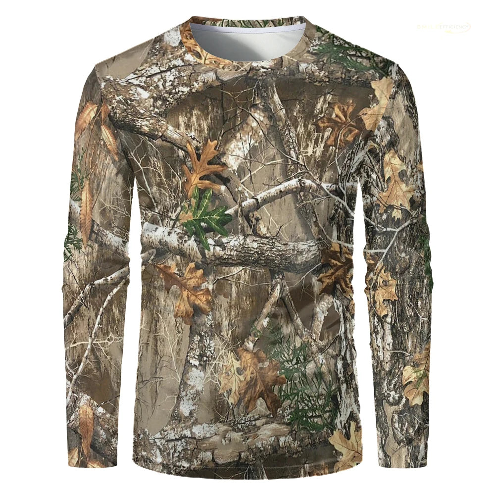 Camouflage Hunting Long Sleeve Men T-shirt Outdoor Sports Tactical Training Clothes Tee Hiking Fishing Camping Quick Drying Tops