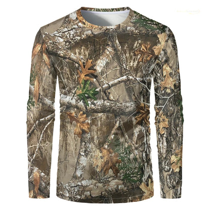 Camouflage Hunting Long Sleeve Men T-shirt Outdoor Sports Tactical Training Clothes Tee Hiking Fishing Camping Quick Drying Tops