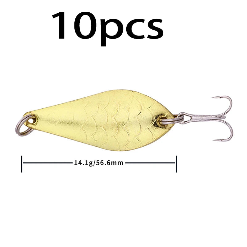 Metal Spoon Fishing Lure with Treble Hook – Gold &amp; Silver Jig Bait for Bass, Pike &amp; Perch