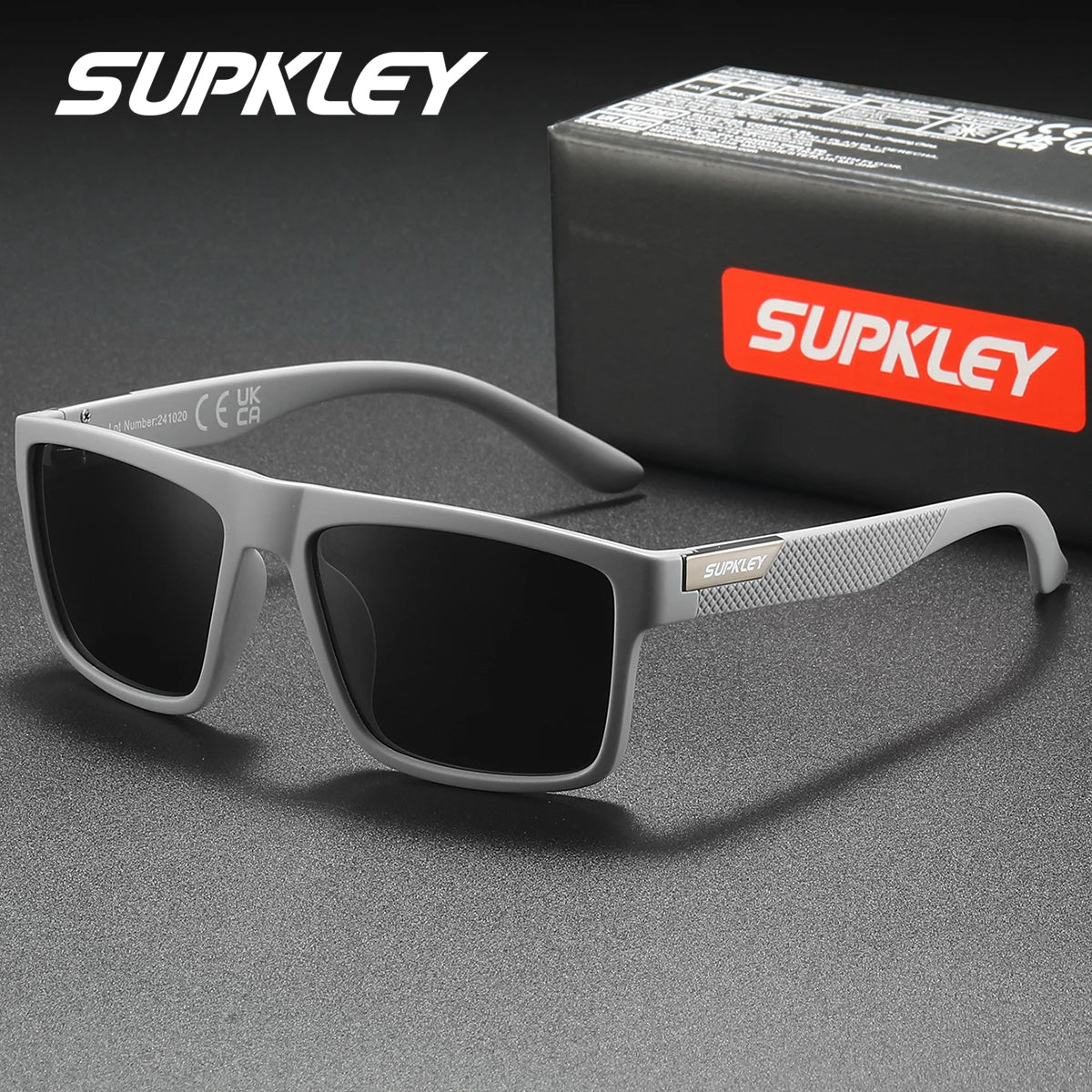 SUPKLEY Polarized Square Sunglasses – UV400, Lightweight Polycarbonate Frame, Unisex, 8 Colors