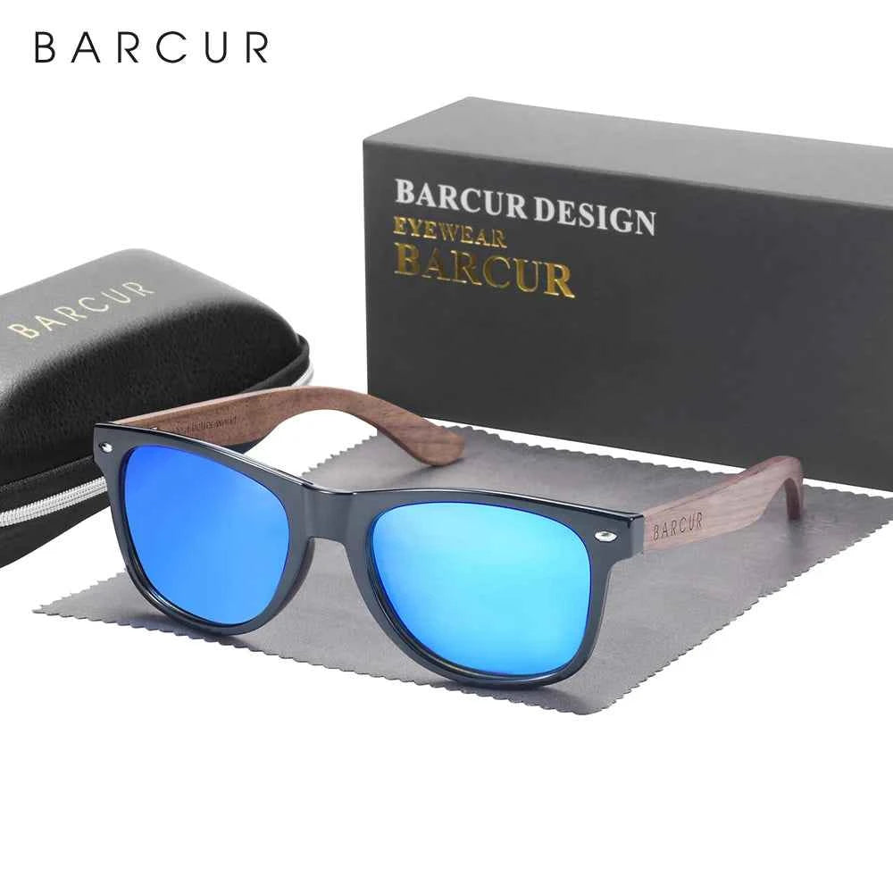 BARCUR Black Walnut Wood Polarized Sunglasses – UV400 Protection