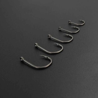 Hirisi X505 PTFE-Coated High Carbon Steel Barbed Carp Hooks – Long Shank, Sizes 