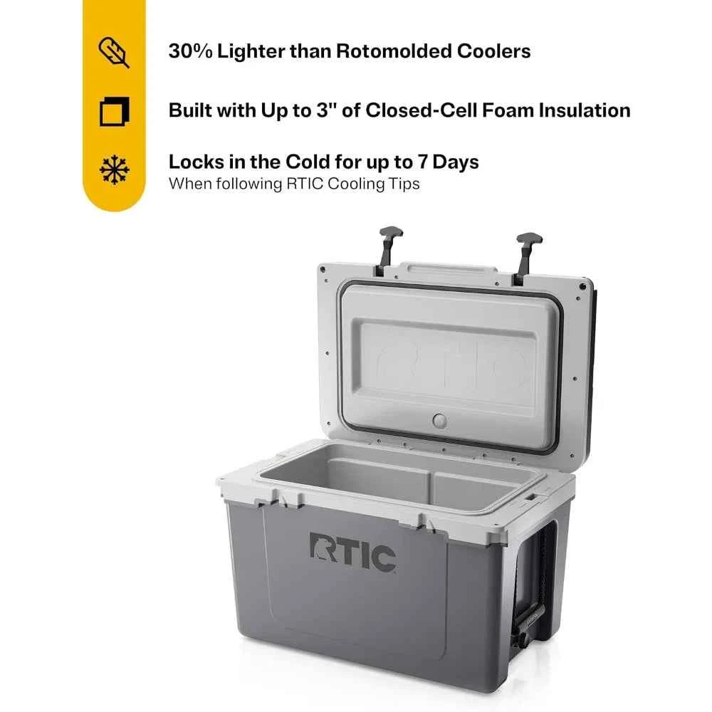 52-Quart Ultra-Light Hard Cooler – Insulated Ice Chest for Camping, Fishing, Beach &amp; Hunting