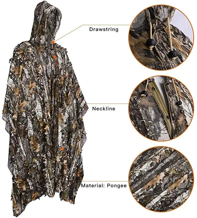 Tactical Hunting Poncho Camouflage Field Jacket – Tree Camo, L &amp; XXL
