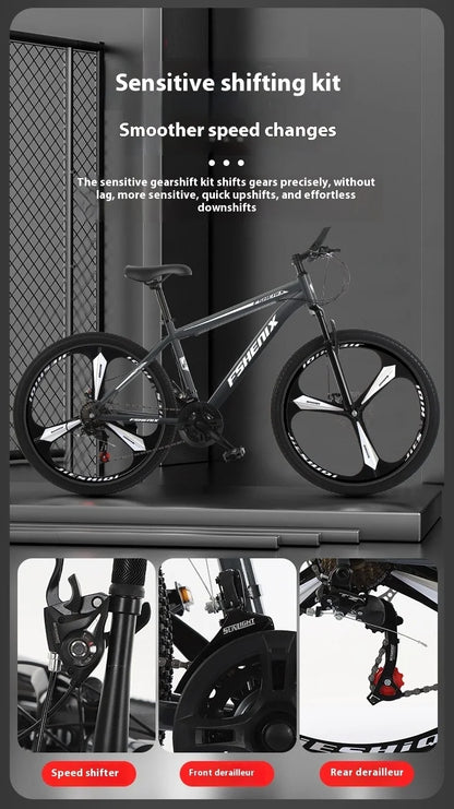 Adult wholesale mountain bikes, 24-inch and 26-inch, shock-absorbing, 21-speed off-road bikes, and college student bicycles