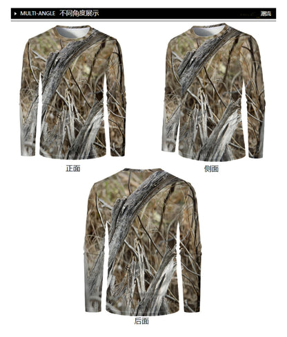 Camouflage Hunting Long Sleeve Men T-shirt Outdoor Sports Tactical Training Clothes Tee Hiking Fishing Camping Quick Drying Tops