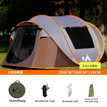 Automatic Pop-Up Camping Tent – 3 to 8 Person Family Tent, Waterproof, Instant Setup