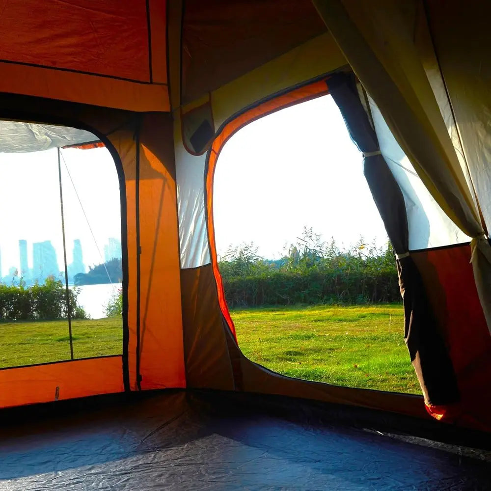 Spacious 6-14 Person Family Cabin Tent with 3 Doors &amp; 3 Mesh Windows for Waterproof Outdoor Adventures