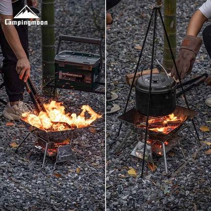 CAMPINGMOON Folding Stainless Steel BBQ Grill – Portable Camping &amp; Picnic Barbecue
