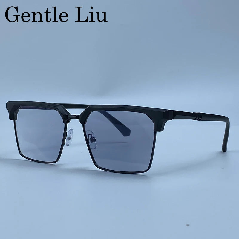 GENTLE LIU FY-99270 Square Sunglasses – Alloy Frame, UV400 Gradient, Steampunk Style