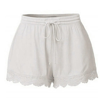 Women Lace Up Shorts Summer Casual Elastic Waist Wide Leg Sweat Fitness Running Short 2024 High Quality Thick Fabric Mini Shorts