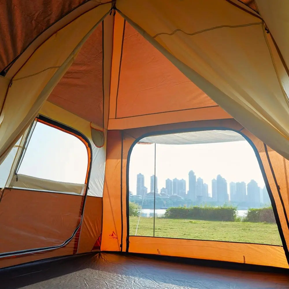 Spacious 6-14 Person Family Cabin Tent with 3 Doors &amp; 3 Mesh Windows for Waterproof Outdoor Adventures