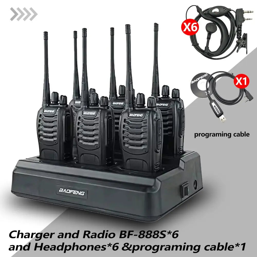 6Pack Baofeng 888S Walkie Talkie UHF Two Way Radio Long Range for Adult Radio Walkie Talkies Portable Transceiver For Handheld
