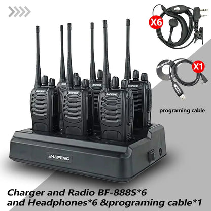 6Pack Baofeng 888S Walkie Talkie UHF Two Way Radio Long Range for Adult Radio Walkie Talkies Portable Transceiver For Handheld