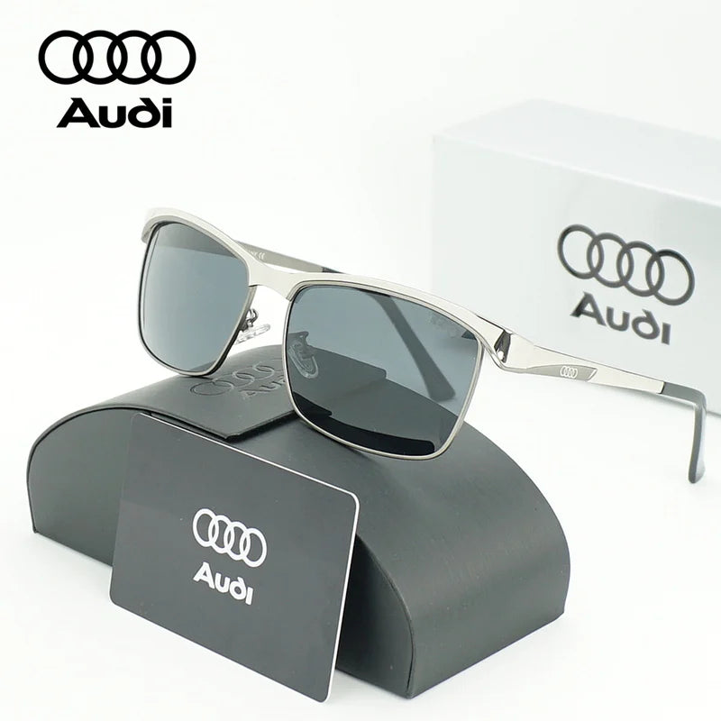 Audi Polarized Driving Sunglasses – UV400 Anti-Glare Alloy Frame | Rectangle Pilot Style