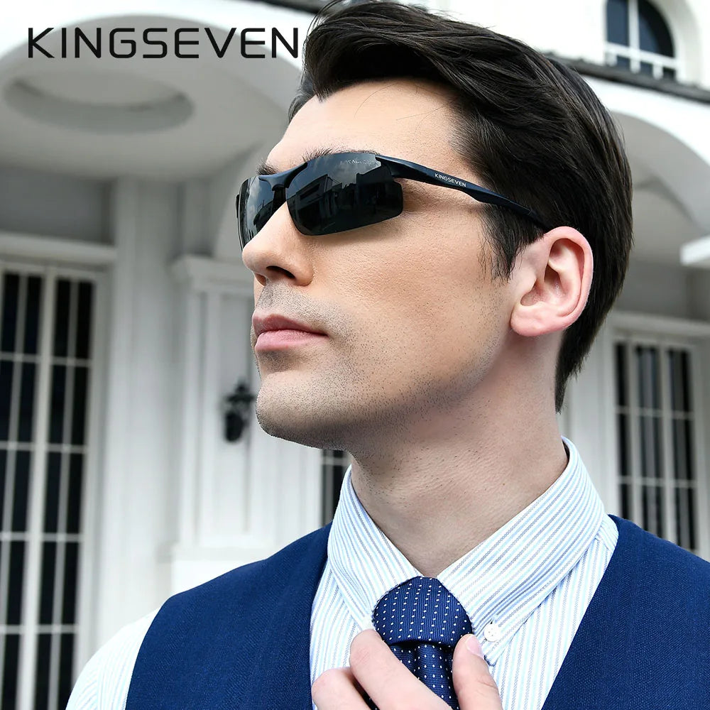KINGSEVEN Polarized Aluminum Sunglasses – UV400 Mirror Lens, Aviation Goggle Style, Unisex