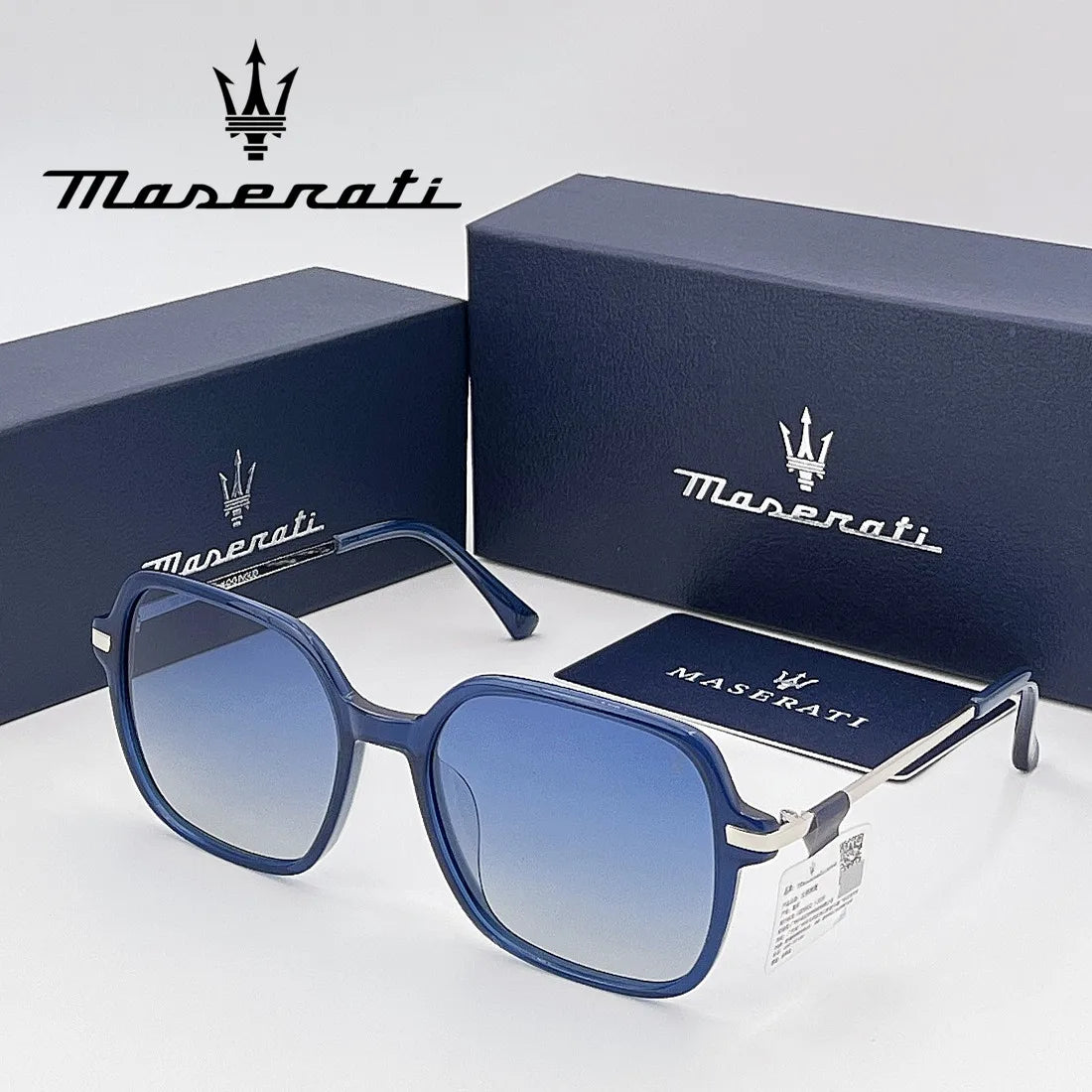 Maserati UV400 Polarized Sunglasses – Square Alloy Frame, Anti-Reflective TAC Lenses