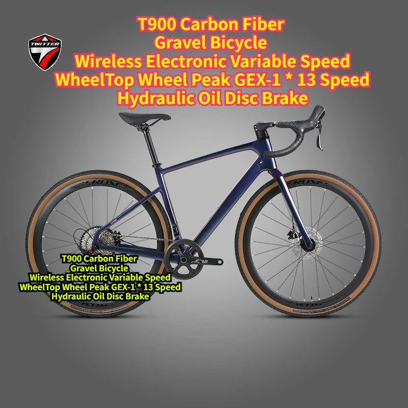 TWITTER Gravel Bike V1 – Wireless Electronic Groupset, Carbon Fiber Frame, Hydraulic Disc Brake