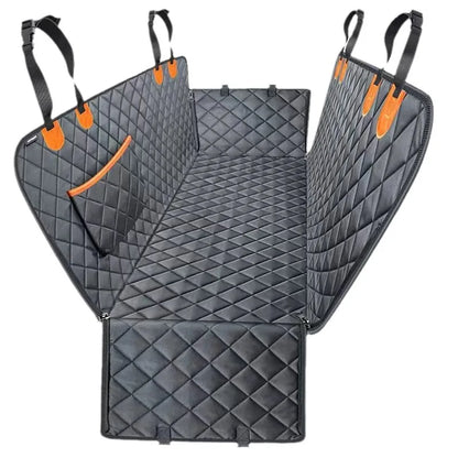 Waterproof Dog Car Seat Cover &amp; Hammock – 600D Oxford | Anti-Slip | Small, Medium &amp; Large Dogs | Black &amp; Orange