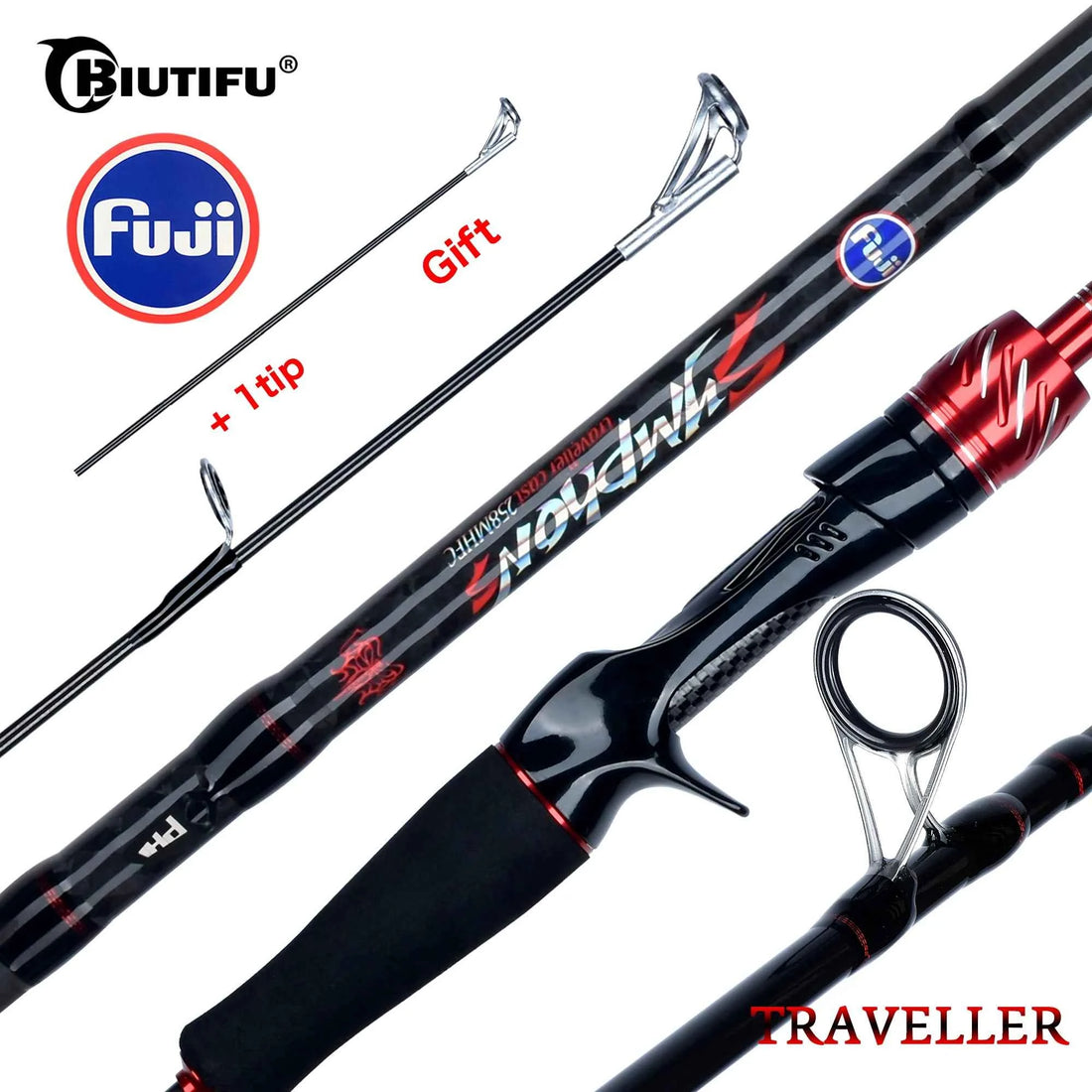 T800 Carbon Travel Fishing Rod – Spinning & Casting with Fuji Guides (1.8m–3.0m)