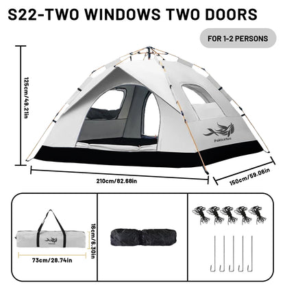 Pakicetus Pop-Up Tent – Instant Setup | Waterproof | Tarp-to-Shelter | Camping, Beach &amp; Fishing | Gold &amp; Gray