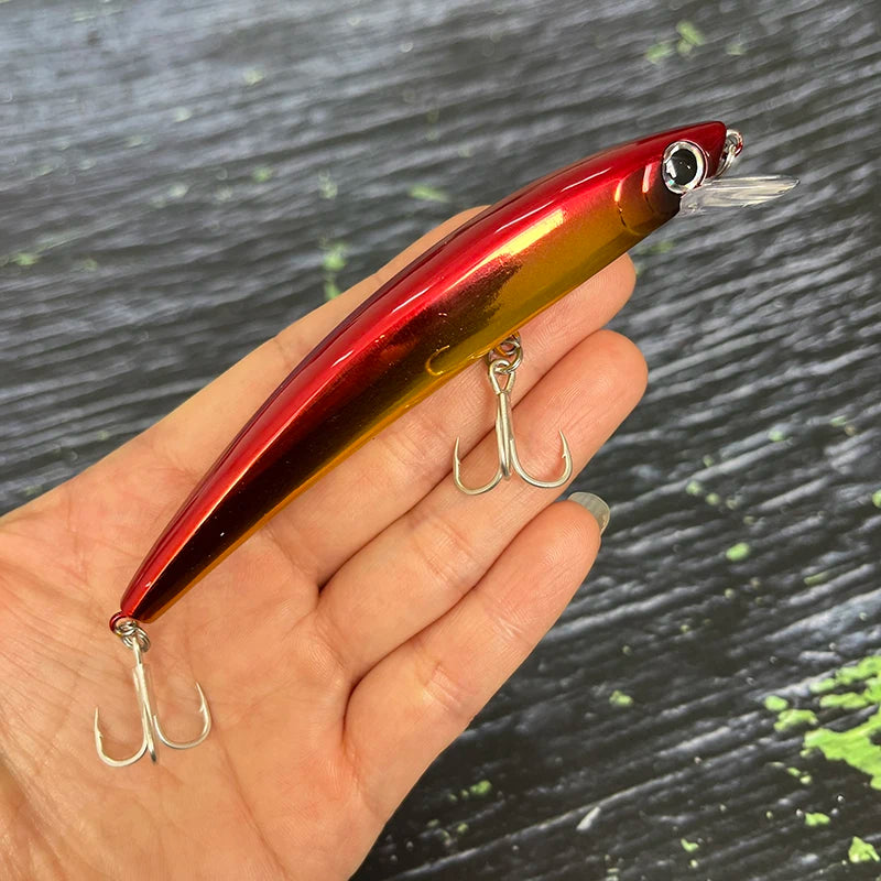 110mm Floating Slim Minnow Lure – 3D Prism Wobbler Jerkbait for Bass, Trout &amp; Sea Fishing
