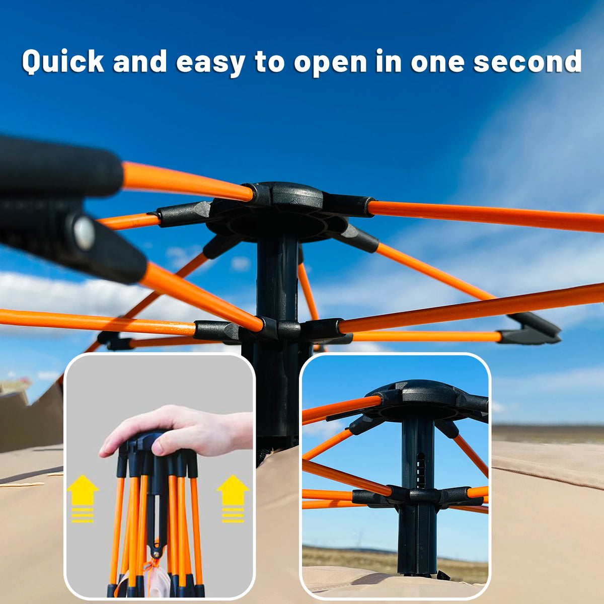 Pakicetus Pop-Up Tent – Instant Setup | Waterproof | Tarp-to-Shelter | Camping, Beach &amp; Fishing | Gold &amp; Gray