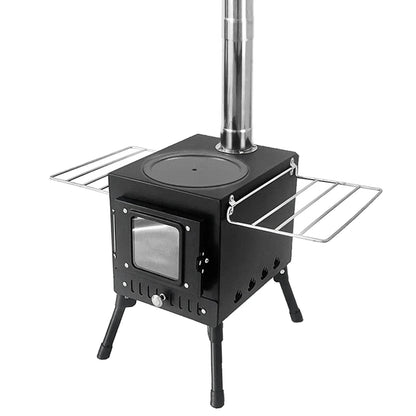 Tomshoo Outdoor Camping Wood-burning Stove Wood Burner Stainless Steel Foldable Tent Heater w Tent Fire Window Patio Fireplace