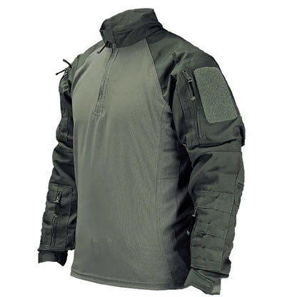 Men Outdoor Tactical Shirts Solid Training Long-Sleeve T-Shirt Tops Wear-Resistant Hunting Shirt Multi-Pocket Adventure Workwear