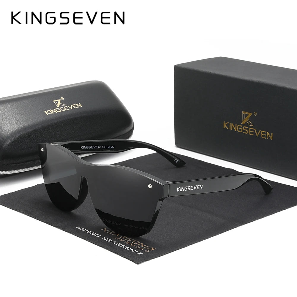 KINGSEVEN Oversized Rimless Polarized Sunglasses – UV400 Mirror Lens, Retro Style