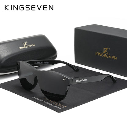 KINGSEVEN Oversized Rimless Polarized Sunglasses – UV400 Mirror Lens, Retro Style