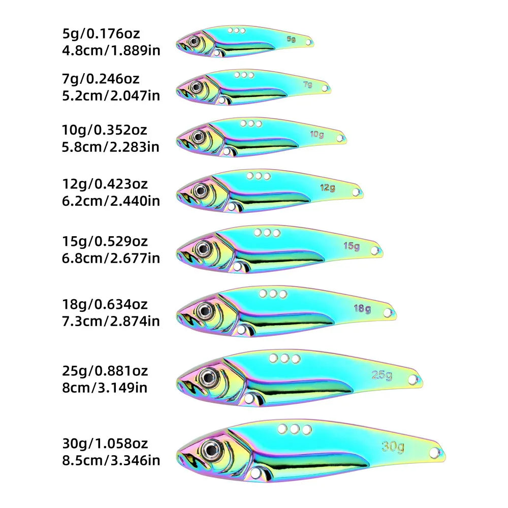 18-Piece Metal VIB Fishing Lure Kit – 5g–30g Sinking Blade Spinner | 3D Eyes | Bass, Pike &amp; Perch | All Waters
