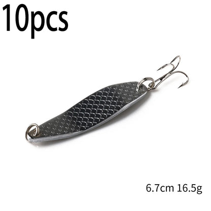 Metal Spoon Fishing Lure with Treble Hook – Gold &amp; Silver Jig Bait for Bass, Pike &amp; Perch