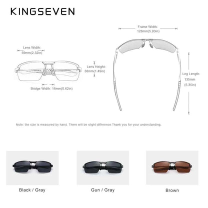 KINGSEVEN 7241 Rimless Polarized Sunglasses – Aluminum Frame, UV400, Men