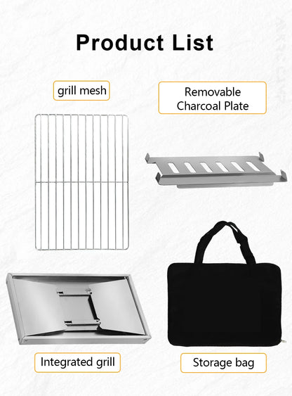 304 Stainless Steel Barbecue Grill Portable Outdoor Stove IGT Table Stove Folding Firewood Stove Barbecue Camping Stove