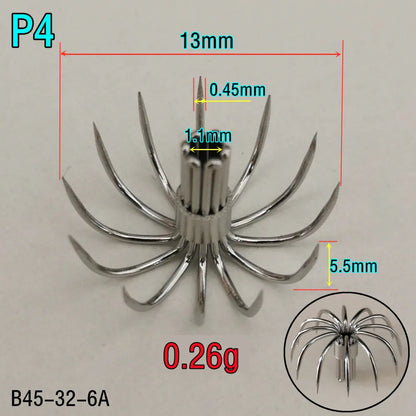 20-Piece Stainless Steel Squid &amp; Cuttlefish Hook Set – Umbrella P-Series (10 Sizes)